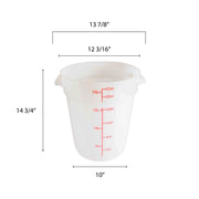 22 quart round food storage container by Thunder Group – 12.40x12.40x14.88, 22.0 quarts, Polypropylene, White, Model PLRFT322PP
