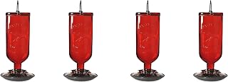 Perky-Pet 8109-2 Antique Glass Bottle Hummingbird Feeder-16-Ounce Capacity, Red (Pack of 4)