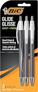 BIC Glide Exact Black Retractable Ballpoint Pens, Fine Point, 3-Count
