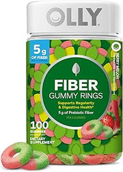 OLLY Fiber Gummy Rings Digestive Health Supplement, Berry Melon - 100 Count (Pack of 12)