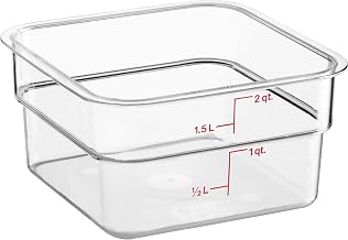 Cambro Food Storage Container - Classic Series Square - 2 QT (Quart) - Commercial Grade for Food Prep (Clear)
