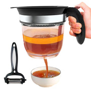 Mimlevey Gravy Separator with Bottom Spout, 4 Cup Capacity, Red with Peeler