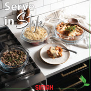 Simax Round Casserole Set, Borosilicate Glass, 0.75 Qt 1 Qt 1.5 Qt