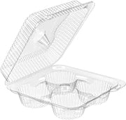 Inline Plastics Pete Large Clear 4 Compartment Texas Muffin Container, 8.75 x 8.25 x 3.75 inch - 300 per case.