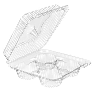 Pete Large Clear 4 Compartment Texas Muffin Container, 8.75 x 8.25 x 3.75 inch - 300 per case.