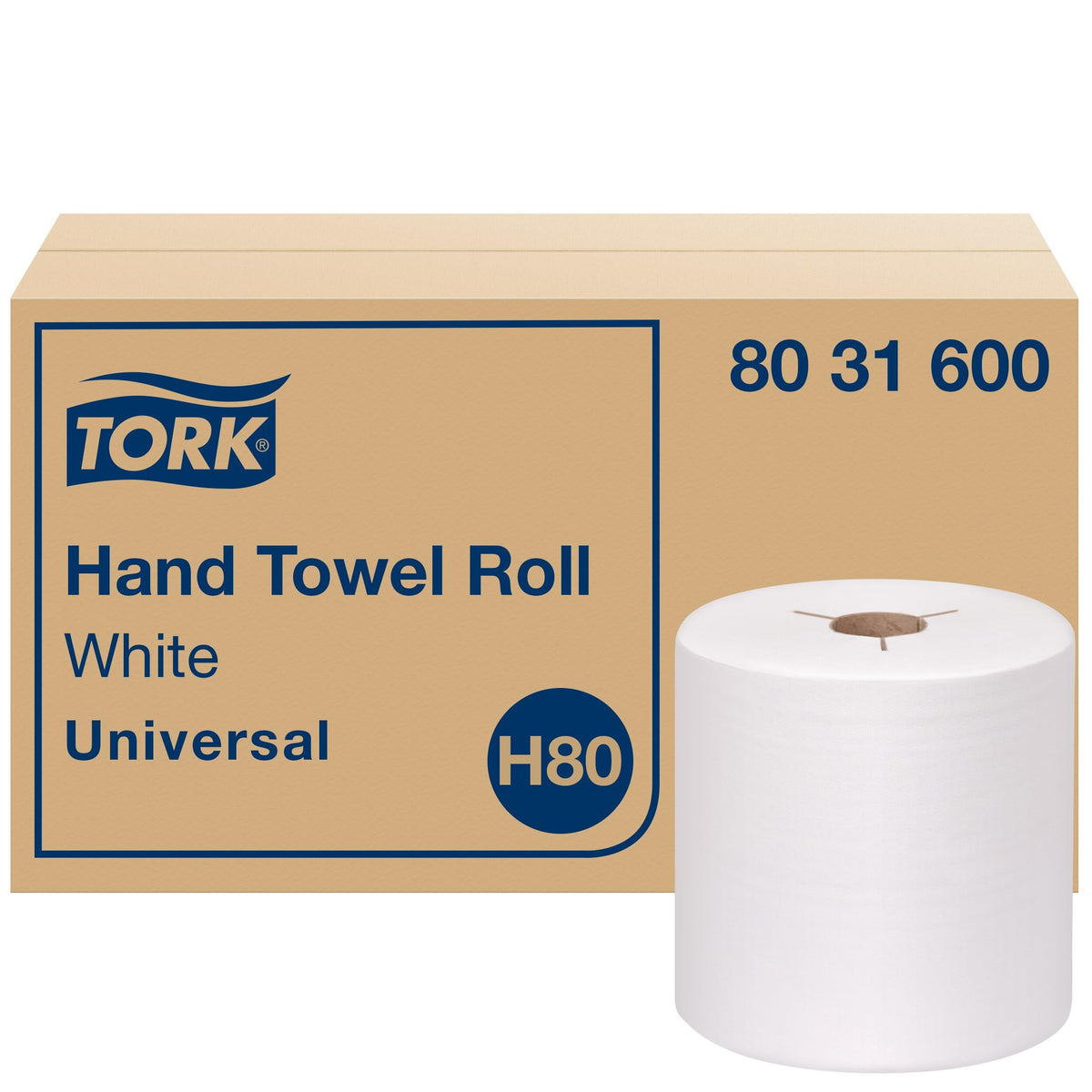 Tork Hand Towel Roll White H80, 6 Rolls x 630 ft, 8031600