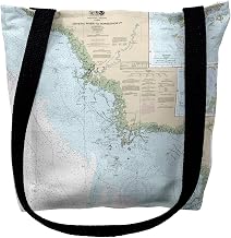 Betsy Drake TY234M 16 x 16 in. Crystal River to Horseshoe Point, FL Nautical Map Tote Bag - Medium Black