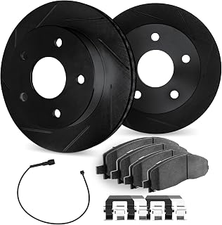 Dynamic Friction Company Rear Brake Kit Fits 2006 Dodge Sprinter | Slotted Brake Rotors| Heavy Duty Brake Pads and Rotors Kit| Hardware