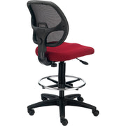 Armless Mesh Drafting Stool by Global Industrial – 2 ft 1 in W x 2 ft 1 in D x 3 ft 3 in H, Mesh, Red, Model A2813TMIX-RD