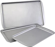 Farberware Nonstick Bakeware 3-Piece Cookie Pan Set for Baking, Gray