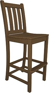 Polywood Traditional Garden Bar Side Chair in Slate Grey