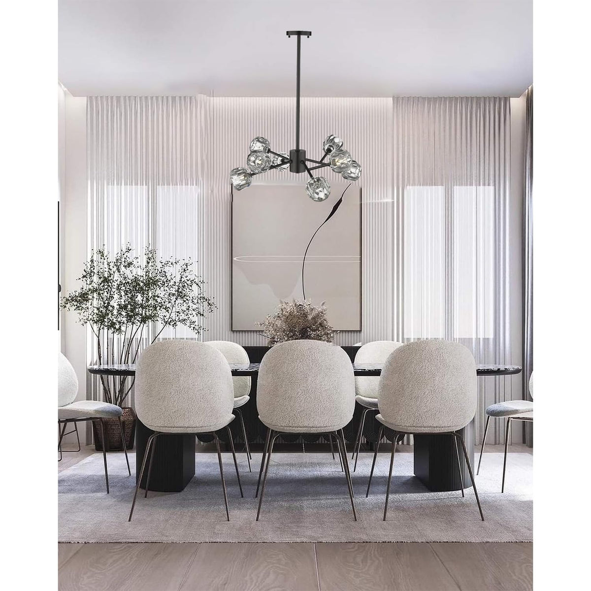 8-Light Black Iron Chandelier with Crystal Shades - Lighting - Black by Design Living – Black, Model YS91C26B