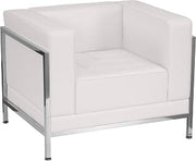 Flash Furniture Hercules LeatherSoft Chair with Encasing Frame, White | Contemporary, Durable Construction, Commercial Use