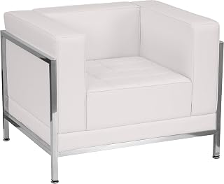 Flash Furniture Hercules LeatherSoft Chair with Encasing Frame, White | Contemporary, Durable Construction, Commercial Use