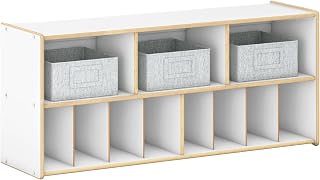 Guidecraft EdQ Diaper Storage Organizer - White: Wooden Montessori Baby Diaper Storage Station w/Cubby Shelves & Bins for Infant Playrooms & Daycare