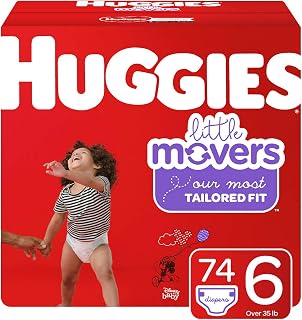 HUGGIES Little Movers Diapers, Size 6, 74 Count (Packaging May Vary)