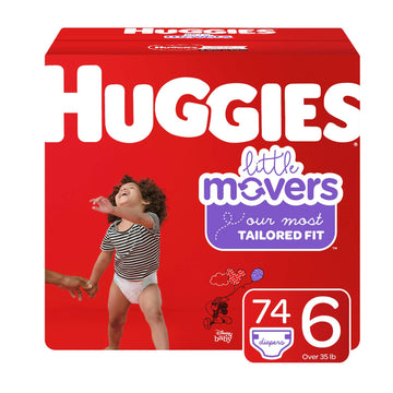 Little Movers Diapers by HUGGIES – Size 6, Polyester, White, Model 10036000497462