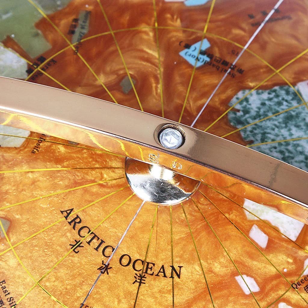 Interactive Bilingual Globe 15cm HD Map Gold Stand Precision Compass Durable Resin Tripod Educational Learning Tool for Students and Home Office Decor by Generic – Model