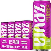 Zevia Zero Sugar Energy Drink, Raspberry Lime, 12 oz Cans (12-Pack) – Naturally Sweetened, Zero Calorie Sugar Free Energy - Non-GMO Project Verified, Gluten-Free, Vegan