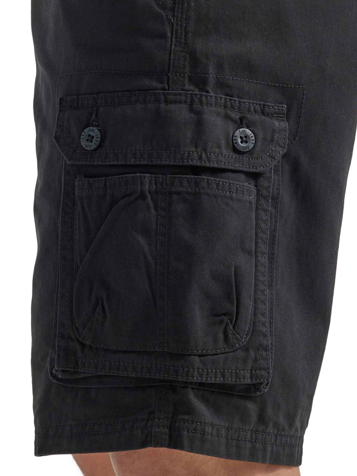 Men's Big and Tall New Belted Wyoming Cargo Short by Lee – 54 Big, Cotton, Black, Model 22833