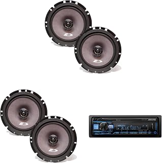 Alpine UTE-83BT Bluetooth Car Stereo Music Lover's Bundle with 4 SXE-1726S 220W Coaxial Speakers. No-CD Mechless Digital Media Receiver Head Unit, Streams from iPhone and Android, High Res via USB
