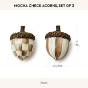 MacKenzie-Childs Acorn Sculptures, Set of 2, Mocha Check