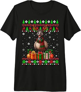 Emu Bird Christmas Ugly Sweaters Festive Emu Xmas Premium Tri-Blend T-Shirt
