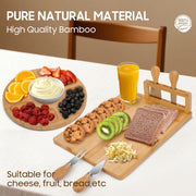 Turimon Bamboo Charcuterie Board, With 4 Knives And Fruit Tray, Wood