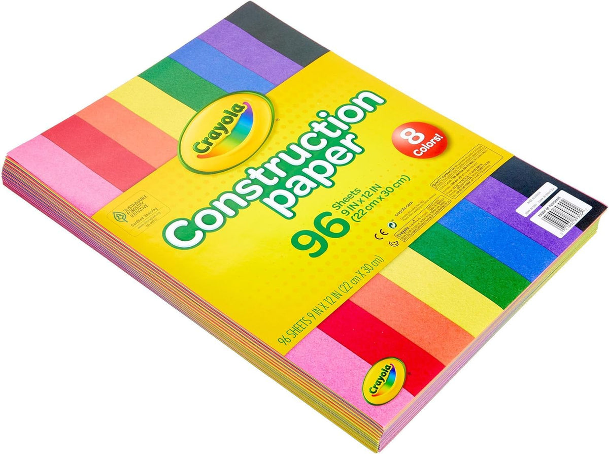 Construction Paper 96 Sheets - Pack of by Crayola – 9" x 12" (Pack of 2), Paper, Multiple Color, Pack of 2, Model 99-3000