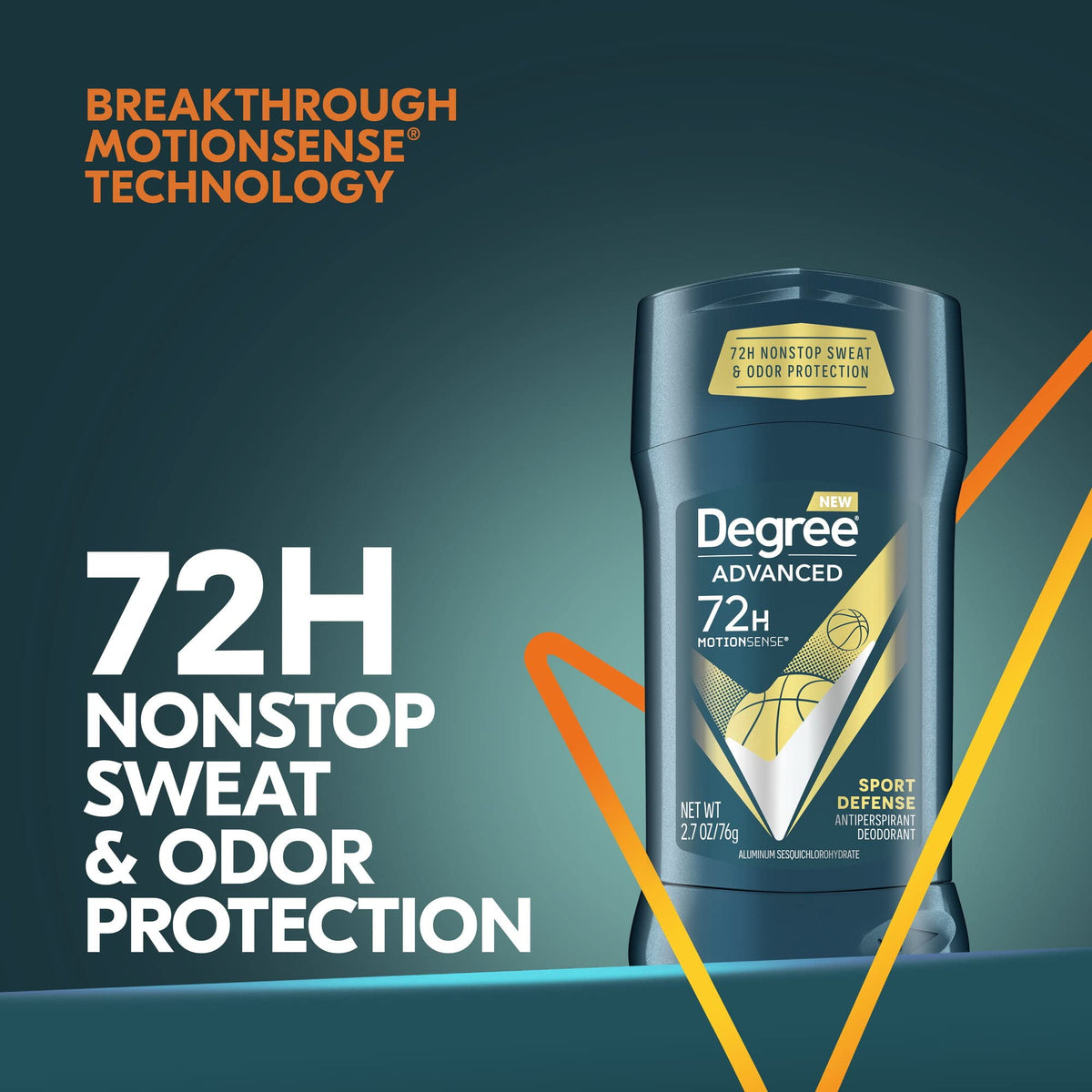 Sport Defense Advanced Protection Antiperspirant Deodorant Stick by Degree – 2.7 Ounce, Pack of 8, Model PPAX1199525