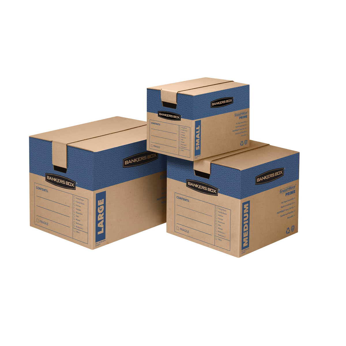 15-Pack Medium Prime HD Moving Boxes with Reinforced Handles by Bankers Box – 15 Pack, Cardboard, 15-Pack, Model 0062805