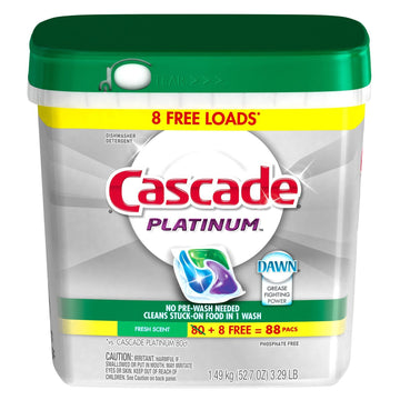 Platinum ActionPacs Dishwasher Detergent by Cascade – 88 Count (Pack of 1), Model 39259