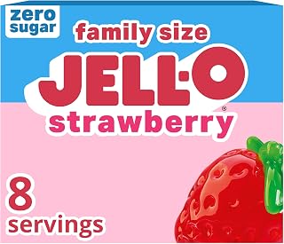 Jell-O Gelatin Dessert Mix, Family Size, Strawberry, 0.6 oz Box