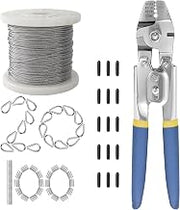 Wire Rope,Equipped with Crimping Pliers,1/16 Wire Rope, Aircraft Cable,304 Stainless Steel Cable,7x7 Strand Core 196FT,368lbs Breaking Strength