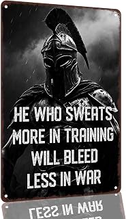 Spartan Warrior Motivational Quote Aluminum Wall Sign, 8 x 12 Inch