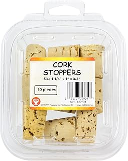 Hygloss Products Cork Stoppers - Great for Arts and Crafts - Natural - Variety of Creative Uses - 1.25 Inches High - Large Size (#10) - 10 Pieces