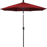California Umbrella 7.5' Round Aluminum Market Umbrella, Crank Lift, Push Button Tilt, Bronze Pole, Olefin Red