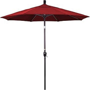 California Umbrella 7.5' Round Aluminum Market Umbrella, Crank Lift, Push Button Tilt, Bronze Pole, Olefin Red