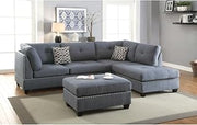 Modern Reversible Sectional Sofa with Oversized Cushions Linen-Like Upholstery Living Room Set Nailhead Trim Chaise Lounge Pillows Included Cocktail Ottoman Contemporary