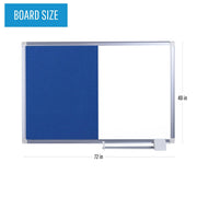 Combination Board by MasterVision – 72"W x 48"H, Dry Erase Board/Felt, White/Blue, Model XA2722830