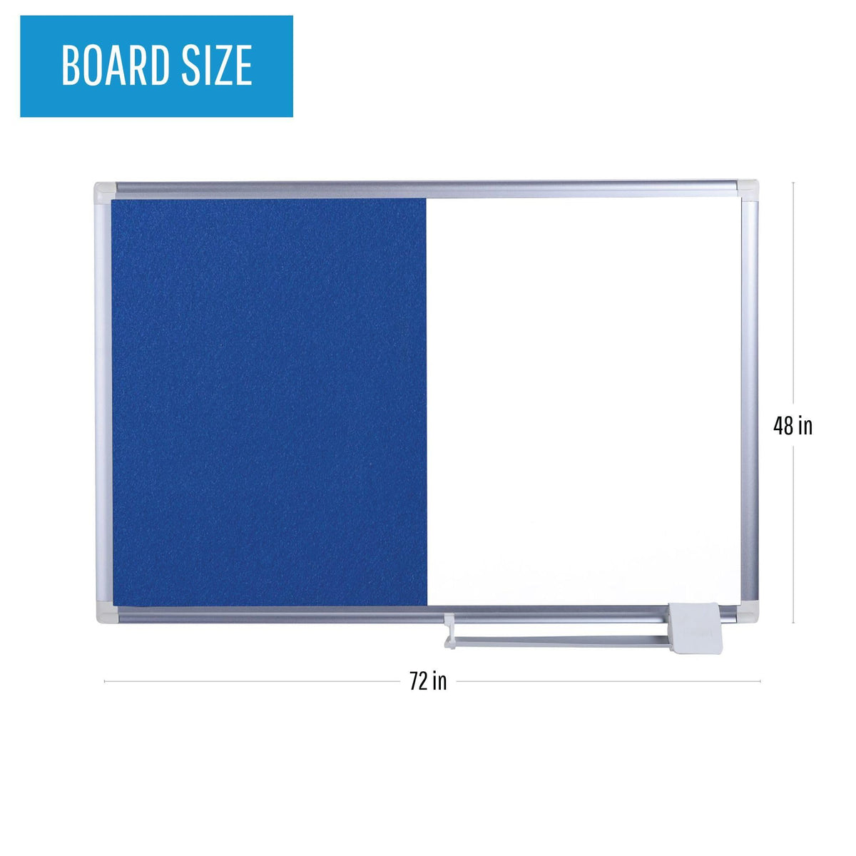 Combination Board by MasterVision – 72"W x 48"H, Dry Erase Board/Felt, White/Blue, Model XA2722830