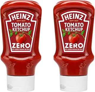 HEINZ No Added Sugar & Salt Tomato Ketchup 425g (14.9 oz) | No Sugar Added Ketchup | No Salt Added Ketchup | Made with Tomatoes | Healthy Tomato Ketchup (Pack of 2)