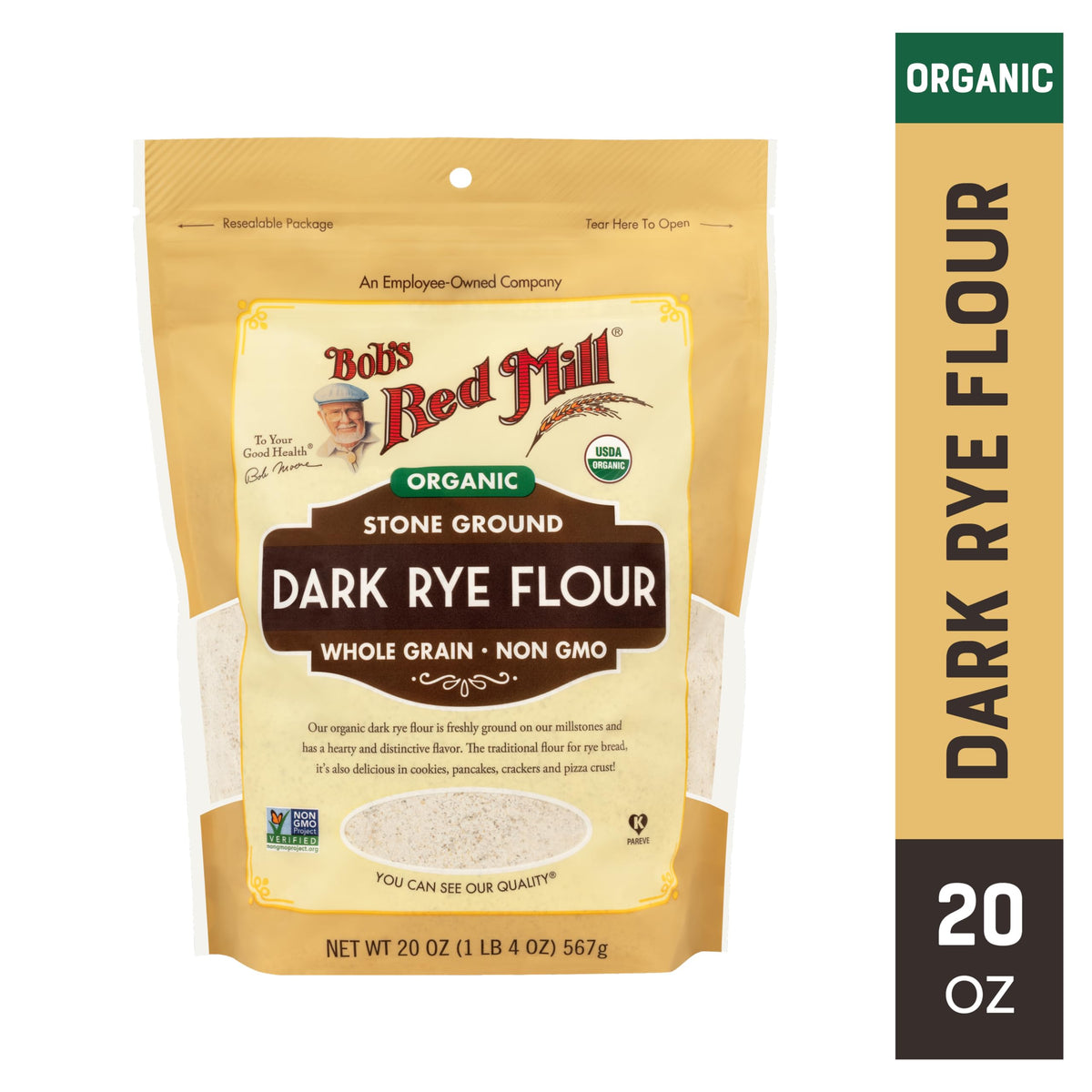 Bob's Red Mill OG Dark Rye Flour / 20 Ounce (Pack of 1) / No Color Flours & Meals