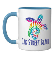 Oak Street Beach Nautical BOHO Batik Coastal Tie Dye Turtle Ceramic Mug by Mamaknows Oak Street Beach – 11 Ounces, 11 fluid_ounces, Ceramic, Model TQRXKVGPPZ2USBlueWhite