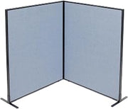 Global Industrial 48-1/4"W x 60" H Freestanding 2-Panel Corner Room Divider, Blue