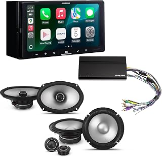 Alpine iLX-W770-M KTA-450 Amp S2 6.5in Component & 6x9 Speakers | Wireless CarPlay and Android Auto receiver with 4-channel amp and S-Series speaker sets.