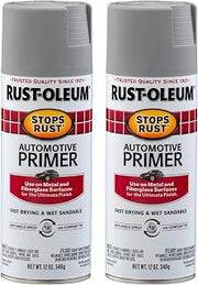 Rust-Oleum Stops Rust Automotive Primer Spray, Flat Light Gray | Rust Resistant, Indoor and Outdoor Durability, Beautiful Finish on Metal, Wood and More, Sprays from Any Angle, 2 Pack
