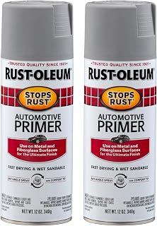 Rust-Oleum Stops Rust Automotive Primer Spray, Flat Light Gray | Rust Resistant, Indoor and Outdoor Durability, Beautiful Finish on Metal, Wood and More, Sprays from Any Angle, 2 Pack