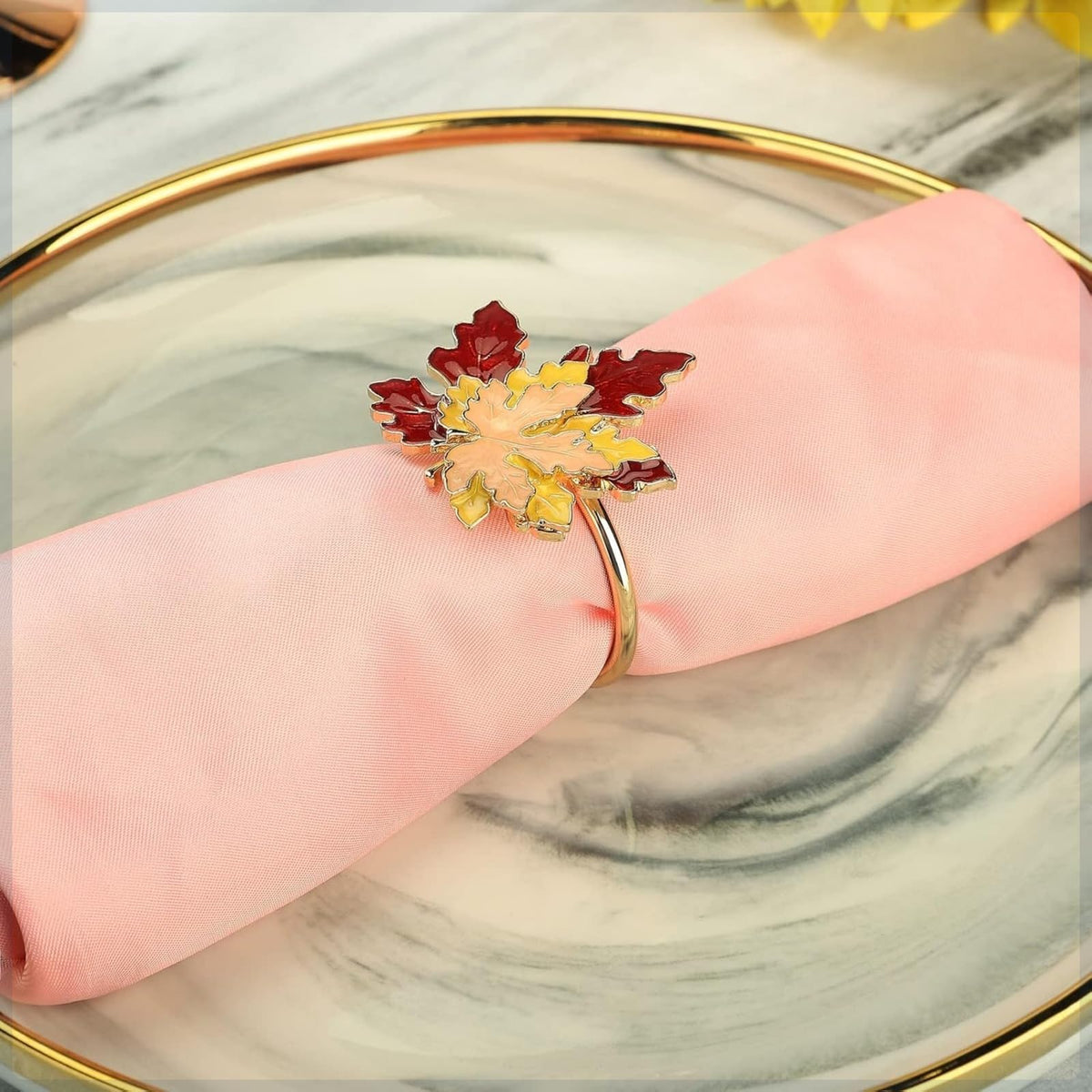 Generic Maple Leaf Napkin Rings, Set of 6, Color B