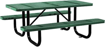 Global Industrial 72" Rectangular Picnic Table, Perforated Metal, Green
